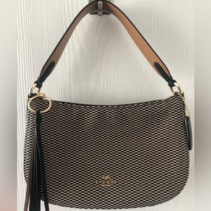 Coach Black and Brown Checkered Shoulder Bag